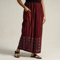 Maroon Bengal Khesh Weaving Cotton Kantha Embroidery Palazzo