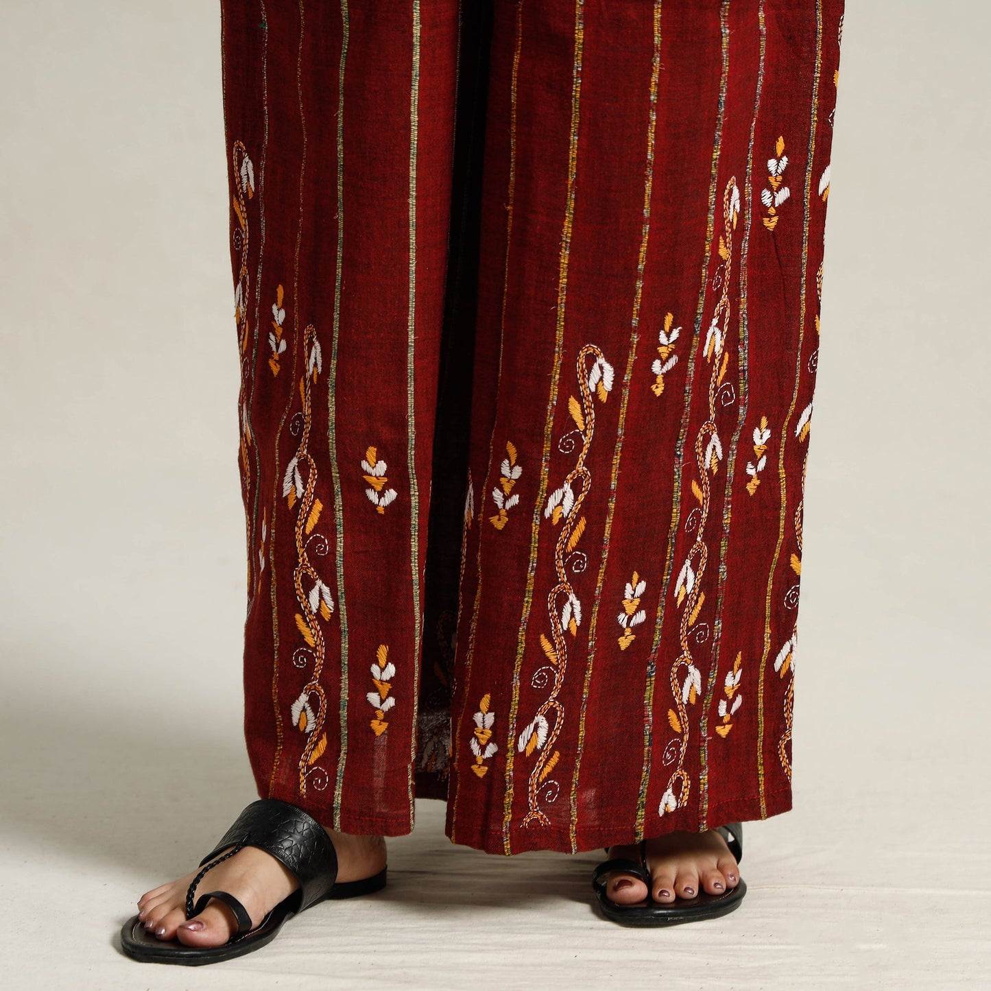 Buy  Bengal Khesh Weaving Kantha Embroidery Cotton Palazzo 87 Online at iTokri.com