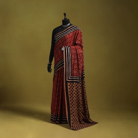 Maroon - bindaas art natural dyed cotton saree 29