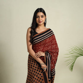  Maroon Bindaas Art Natural Dyed Cotton Block Print Saree