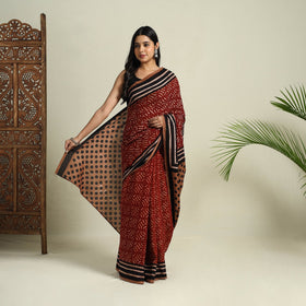  Maroon Bindaas Art Natural Dyed Cotton Block Print Saree