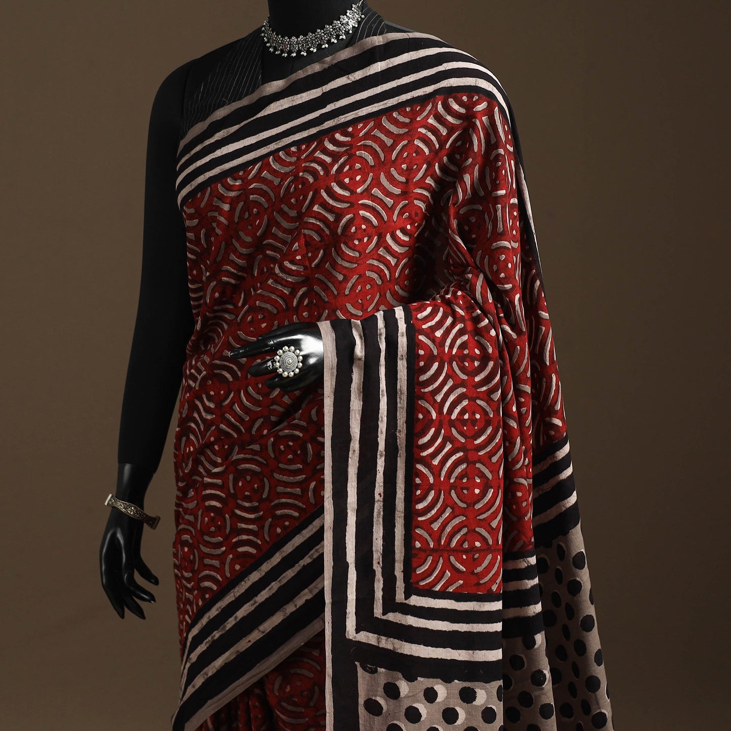 Maroon - bindaas art natural dyed cotton saree 31