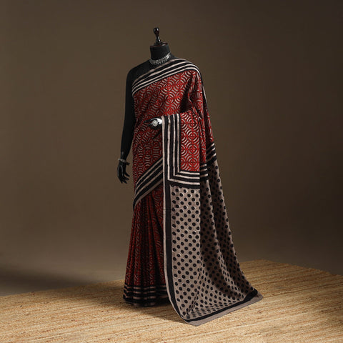 Maroon - bindaas art natural dyed cotton saree 31