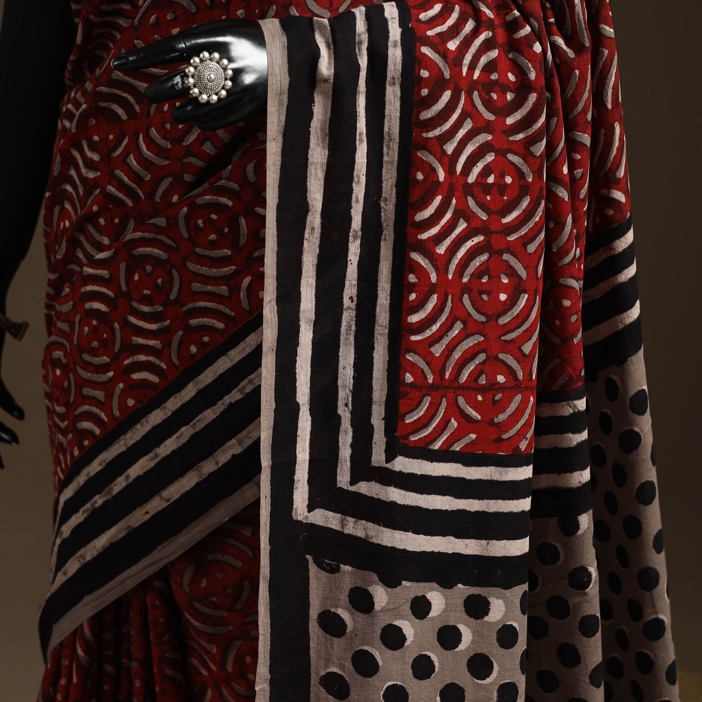 Maroon - bindaas art natural dyed cotton saree 31