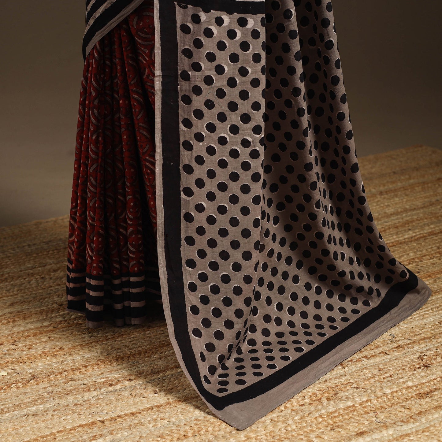 Maroon - bindaas art natural dyed cotton saree 31