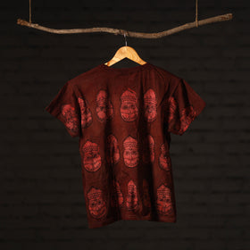 Buy Maroon Bindaas Block Art Prints Natural Dyed Cotton Neck T-shirt