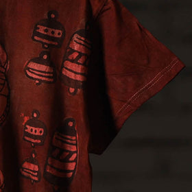Buy Maroon Bindaas Block Art Prints Natural Dyed Cotton Neck T-shirt
