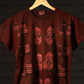 Buy Maroon Bindaas Block Art Prints Natural Dyed Cotton Neck T-shirt