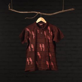 Bindaas Natural Dyed Art Block Print Unisex Polo Collar T-shirt