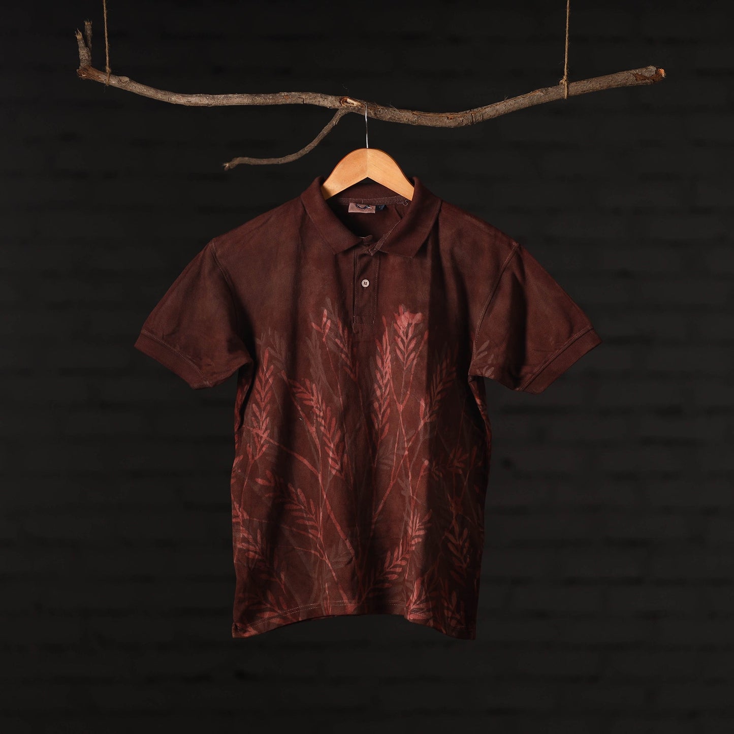 Bindaas Natural Dyed Art Block Print Unisex Polo Collar T-shirt