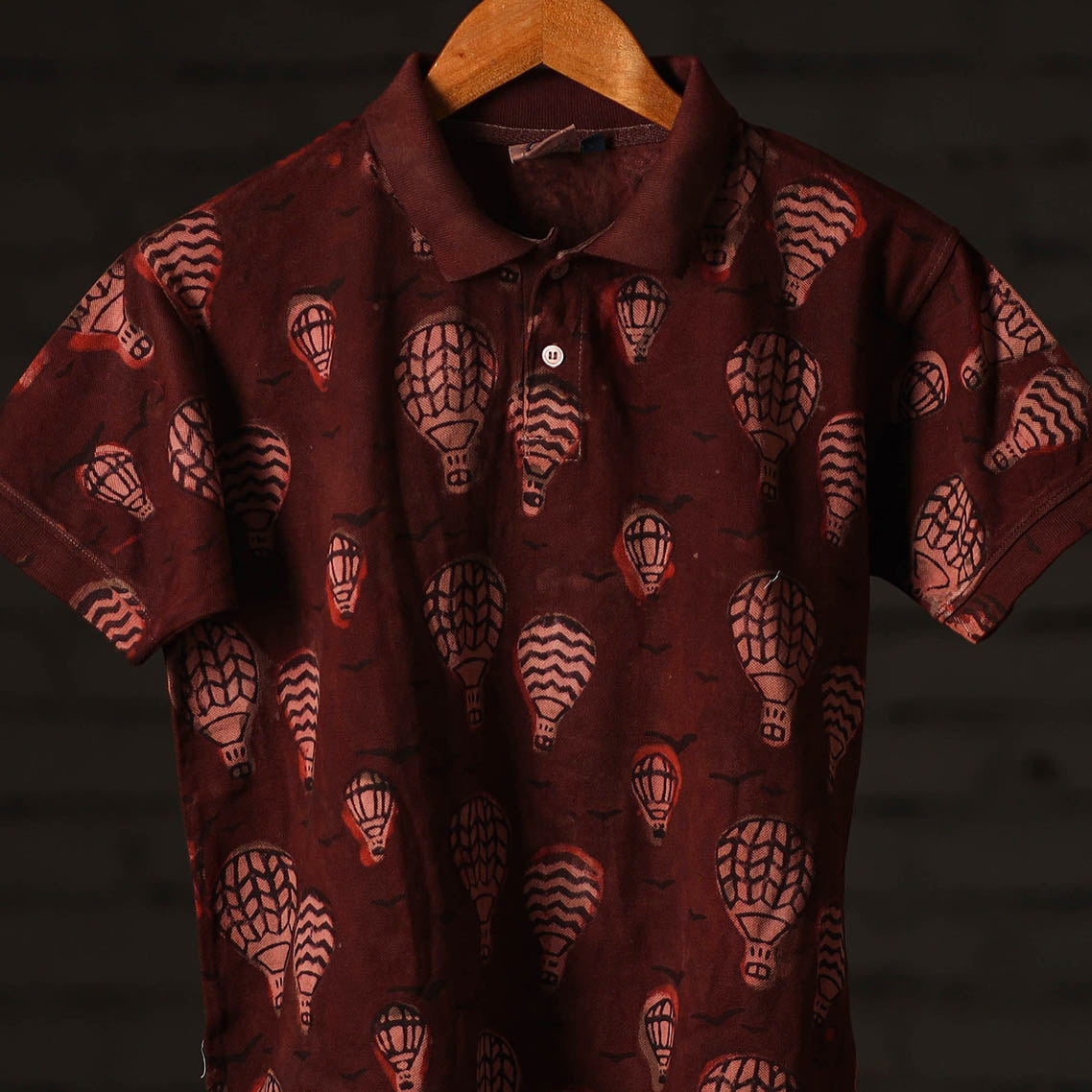 Maroon - bindaas natural dyed art unisex polo collar