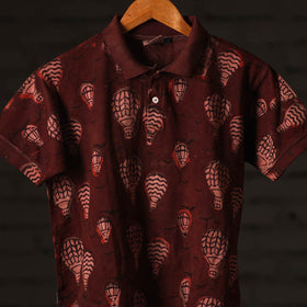 Maroon - bindaas natural dyed art unisex polo collar