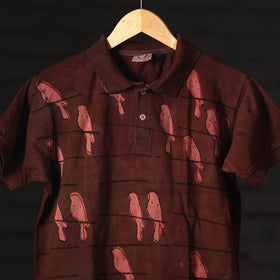 Bindaas Natural Dyed Art Block Print Unisex Polo Collar T-shirt
