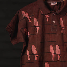 Bindaas Natural Dyed Art Block Print Unisex Polo Collar T-shirt