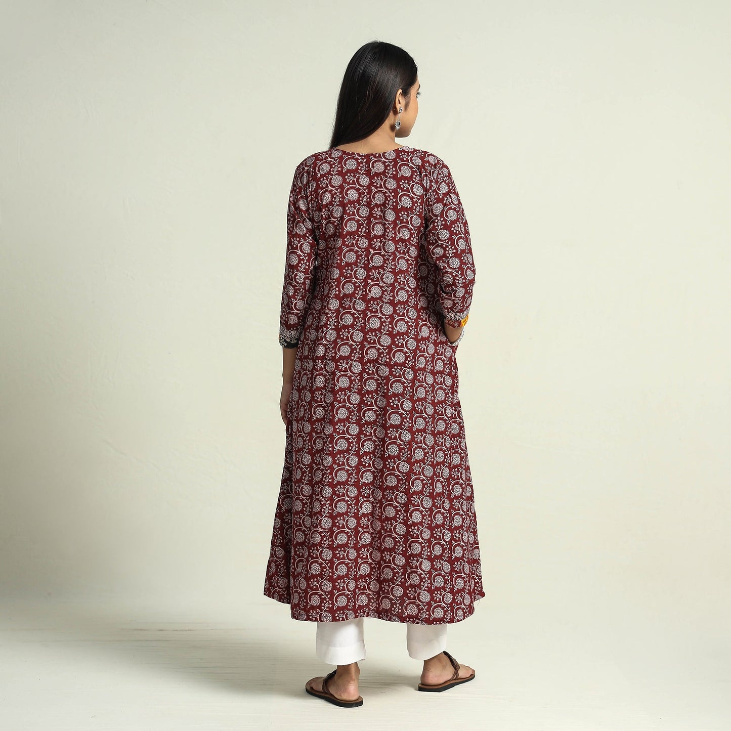 Buy Block Print Cotton Patchwork A-Line Bagh Kurta Online