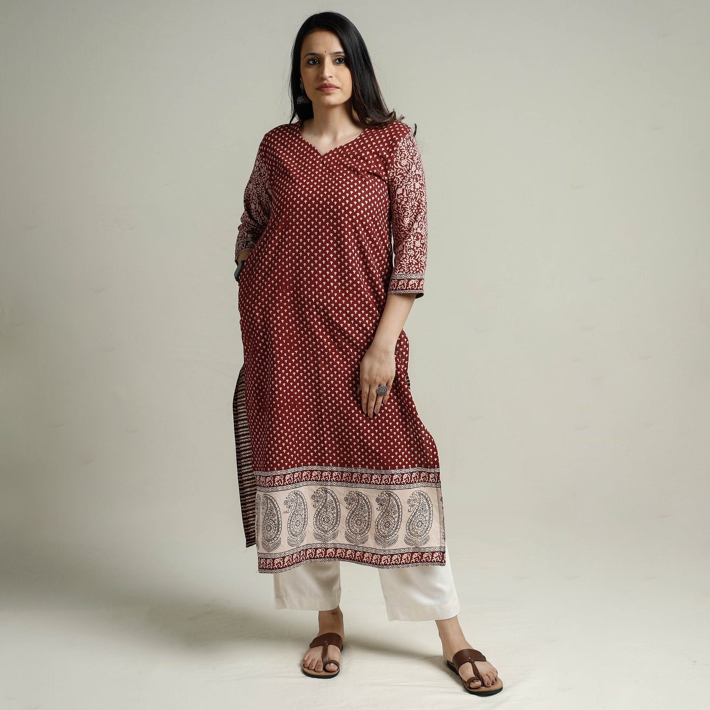  Block Print Cotton Straight Bagh Kurta For Women