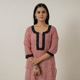 Buy Block Print Mul Cotton Straight Bagh Kurta Online