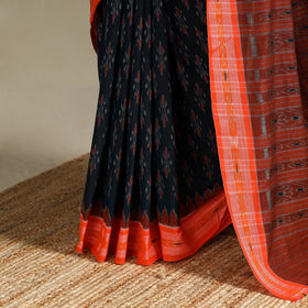 Maroon - blue - handloom cotton sambalpuri ikat saree 10