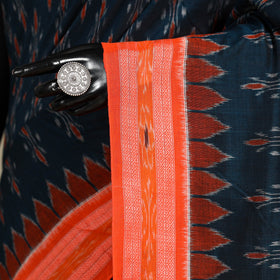 Maroon - blue - handloom cotton sambalpuri ikat saree 10