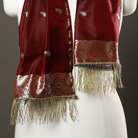 Maroon - brocade handloom pure silk banarasi stole 16