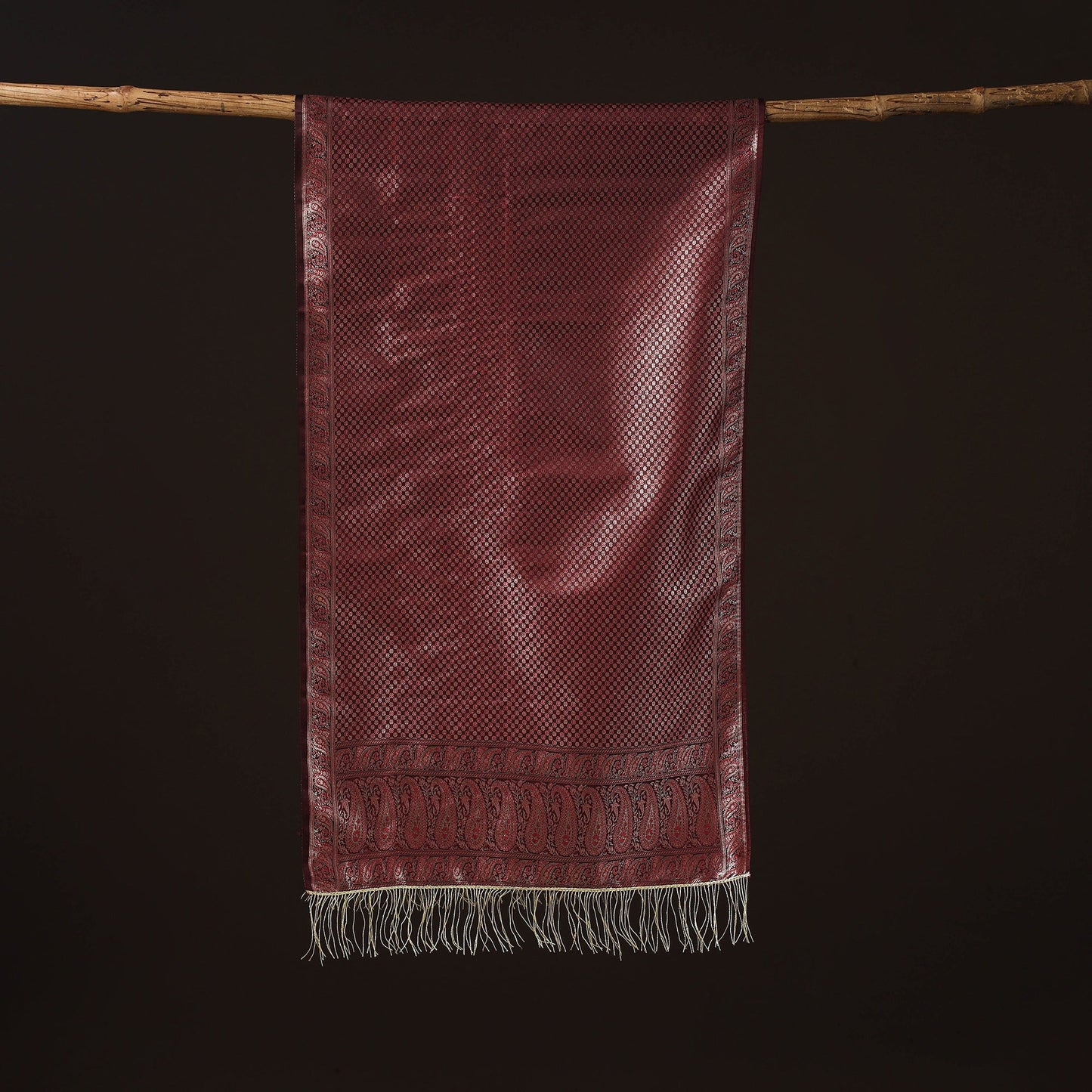 Brocade handloom semi silk banarasi stole 14 - handcrafted