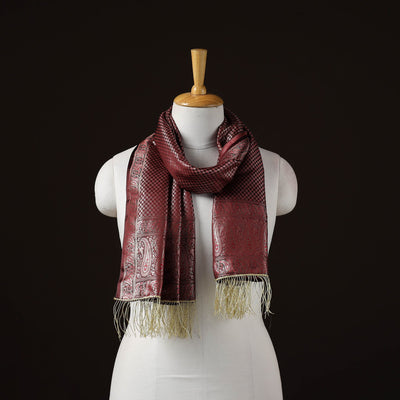 Brocade handloom semi silk banarasi stole 14 - handcrafted