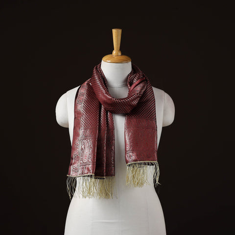 Brocade handloom semi silk banarasi stole 14 - handcrafted