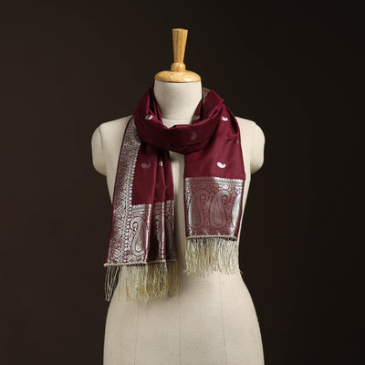 Brocade handloom semi silk banarasi stole 23 - handcrafted