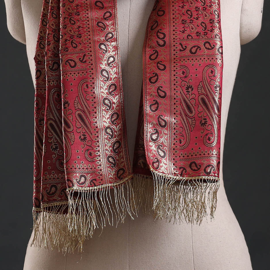 Brocade handloom semi silk banarasi stole 30 - handcrafted
