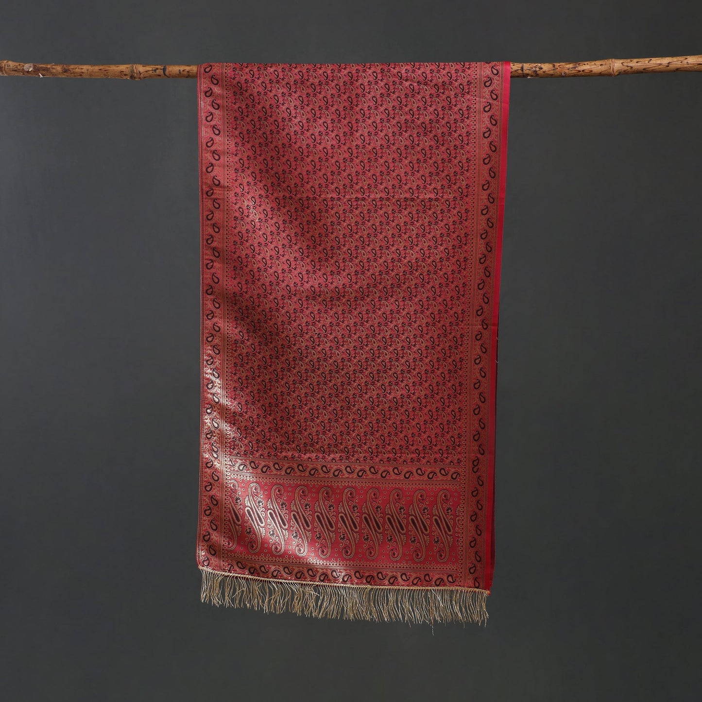Brocade handloom semi silk banarasi stole 30 - handcrafted
