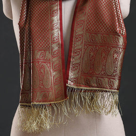 Brocade handloom semi silk banarasi stole 34 - handcrafted