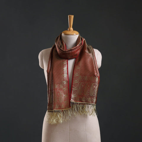 Brocade handloom semi silk banarasi stole 34 - handcrafted