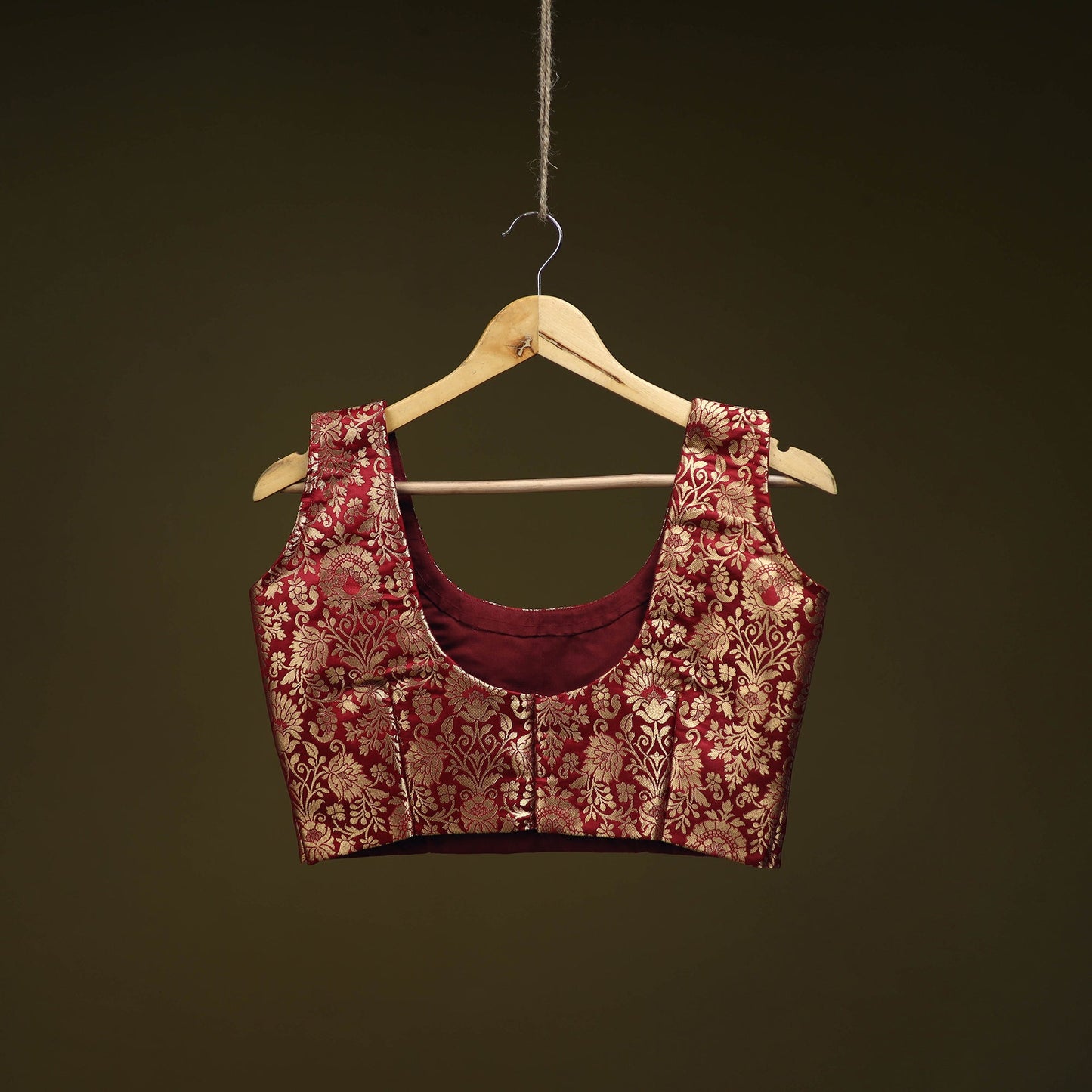 Maroon - brocade silk banarasi stitched blouse 03