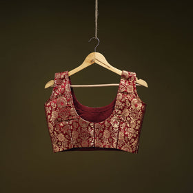 Maroon - brocade silk banarasi stitched blouse 03