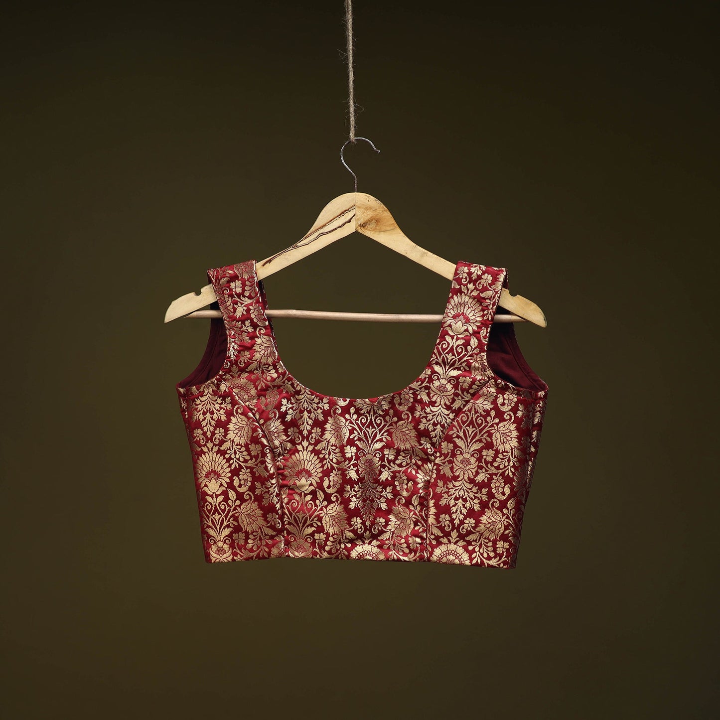 Maroon - brocade silk banarasi stitched blouse 03