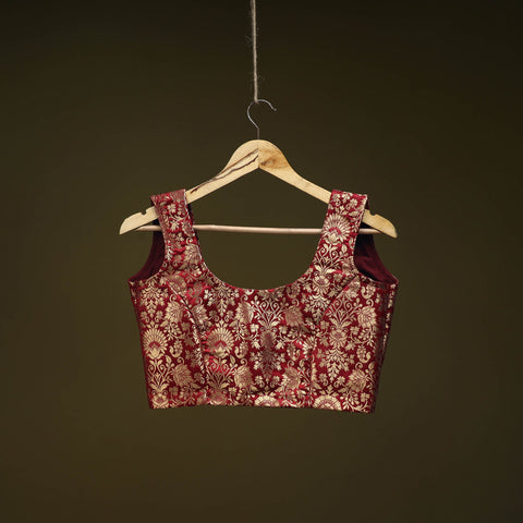 Maroon - brocade silk banarasi stitched blouse 03