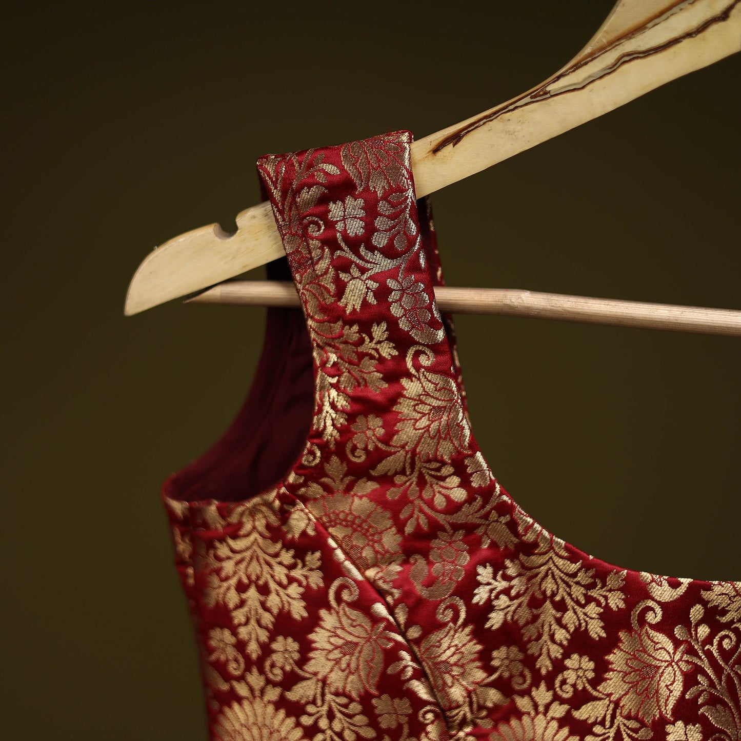 Maroon - brocade silk banarasi stitched blouse 03