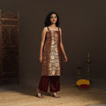 Maroon - brocade silk straight banarasi kurta 10