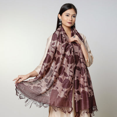 Buy Handloom Block Art Print Tussar Silk Bindaas Stole