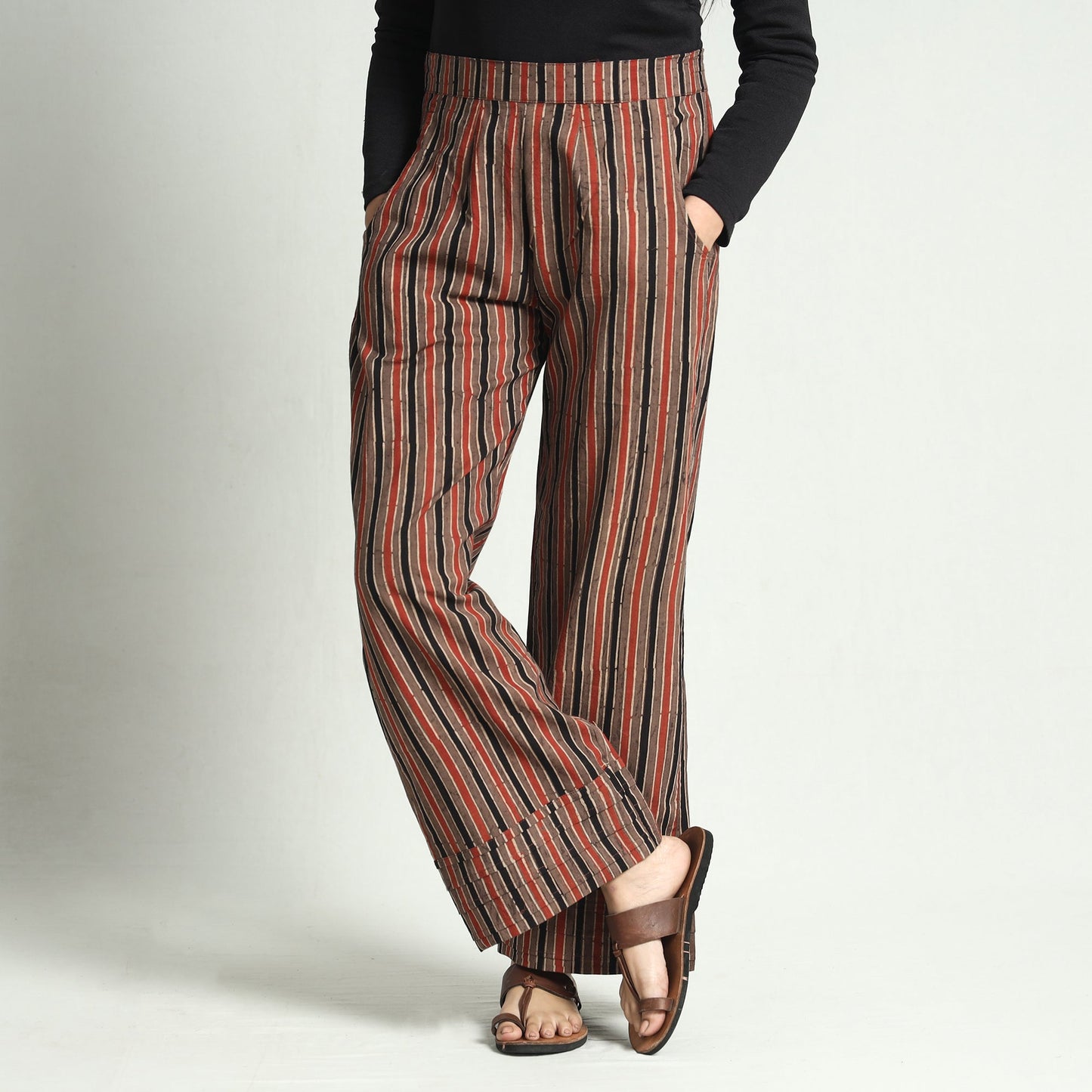 Buy Ajrakh Block Printed Cotton Elasticated Palazzo Online at iTokri.com