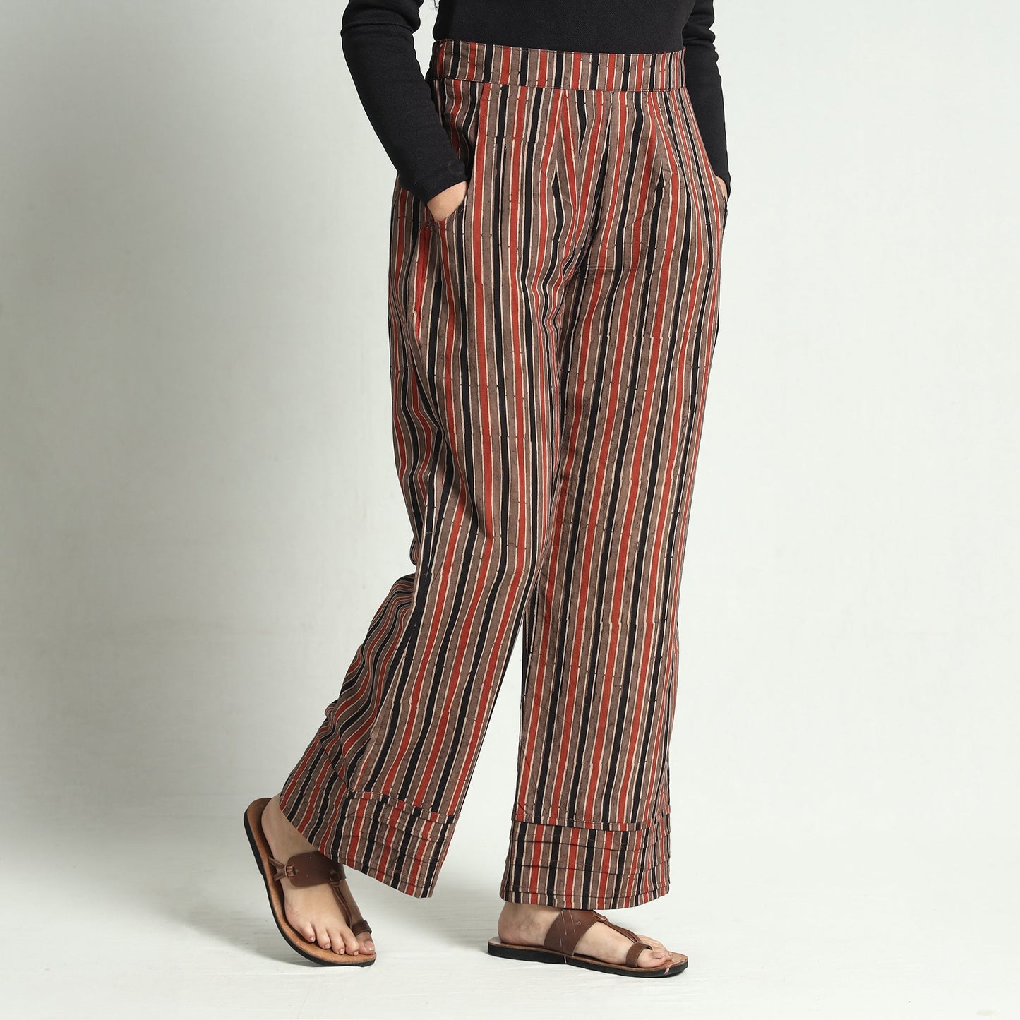 Buy Ajrakh Block Printed Cotton Elasticated Palazzo Online at iTokri.com