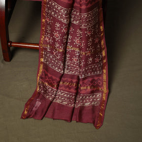 Chanderi silk hand block bagru print 3pc unstitched dress