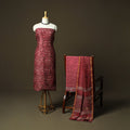 Chanderi silk hand block bagru print 3pc unstitched dress