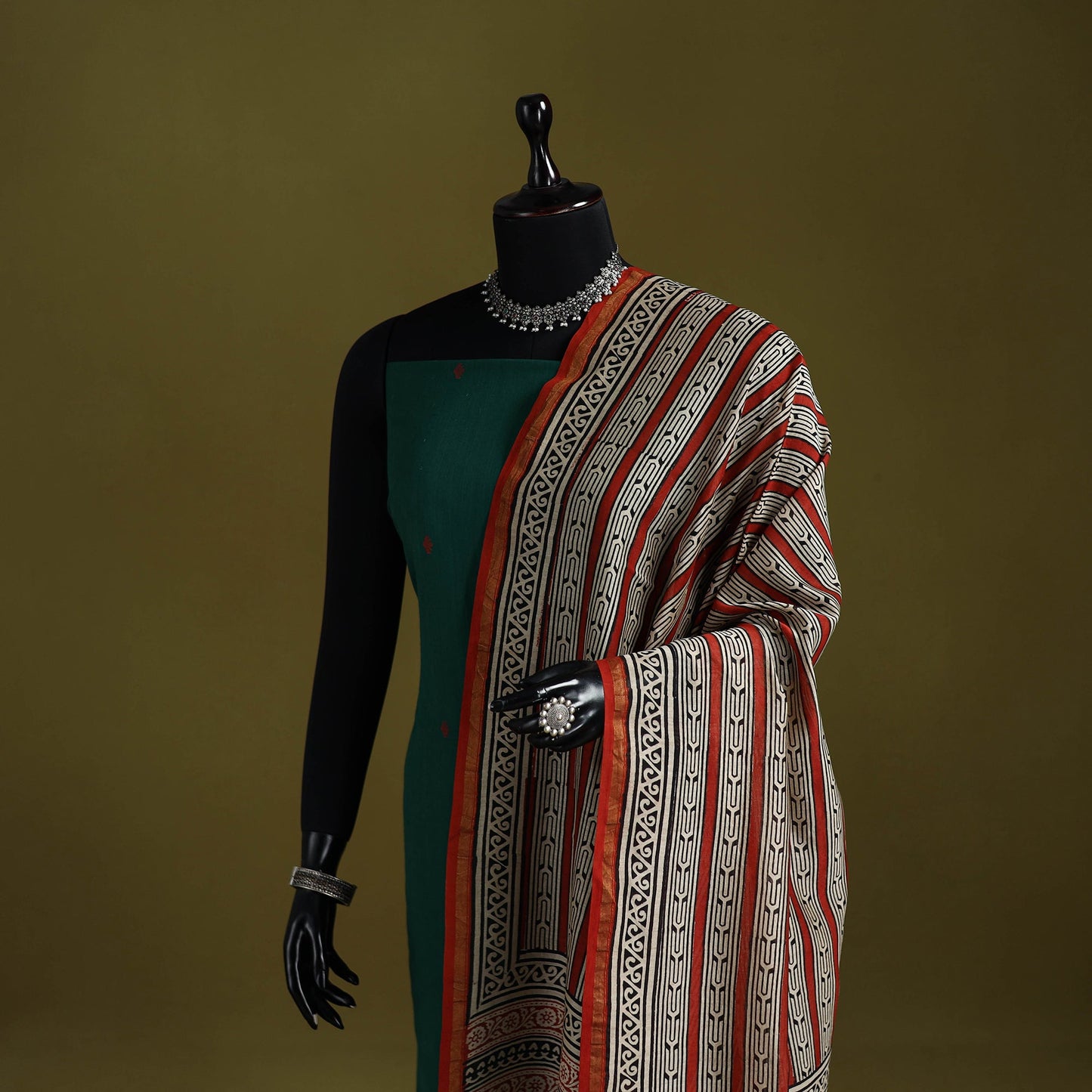 Maroon - chanderi silk hand natural dyed bagru dupatta 12