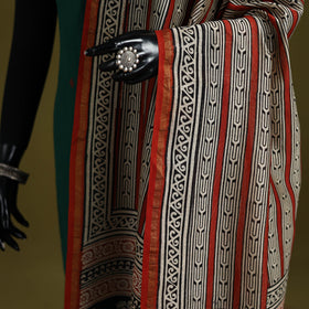 Maroon - chanderi silk hand natural dyed bagru dupatta 12