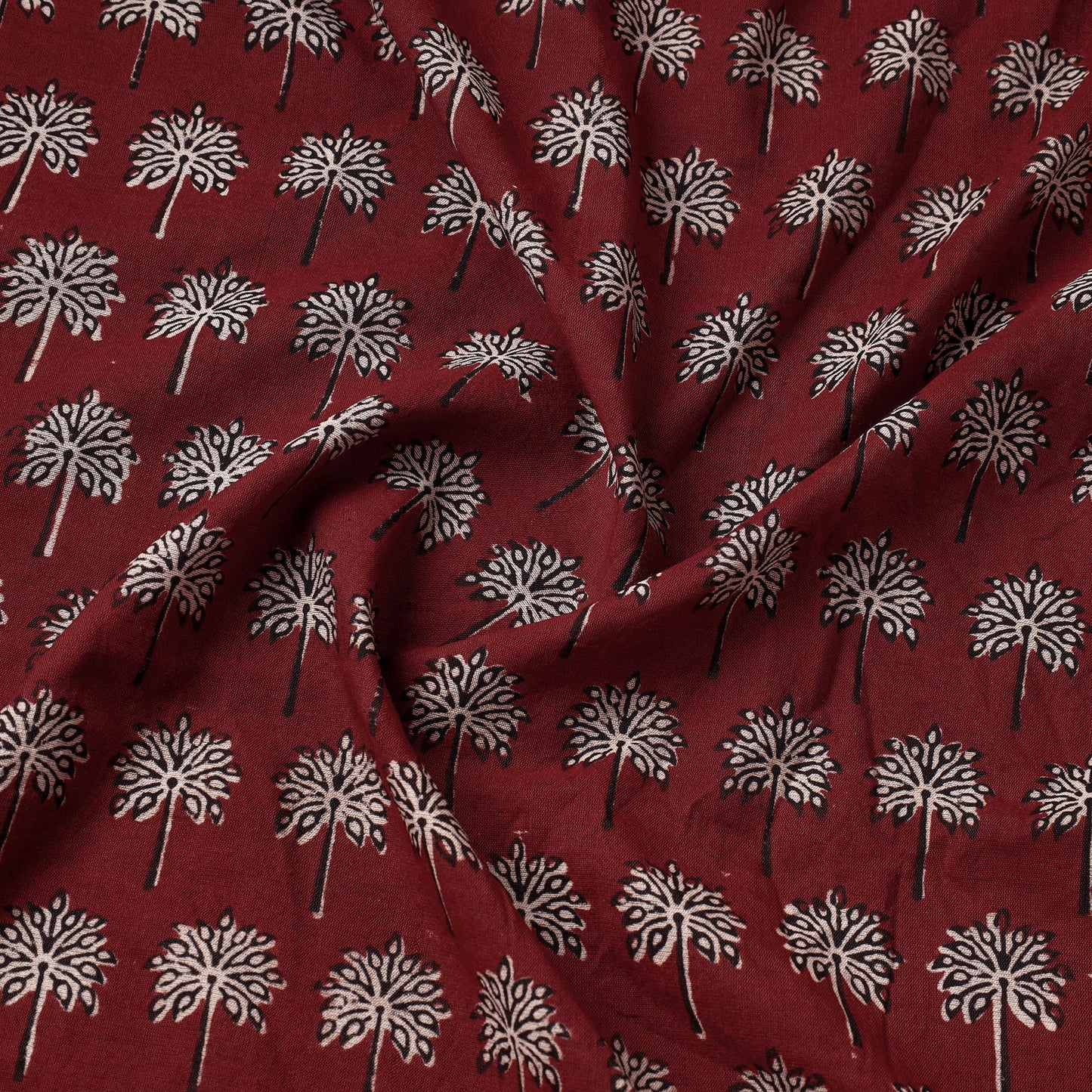 Red Chanderi Silk Handloom Bagh Block Print Fabric