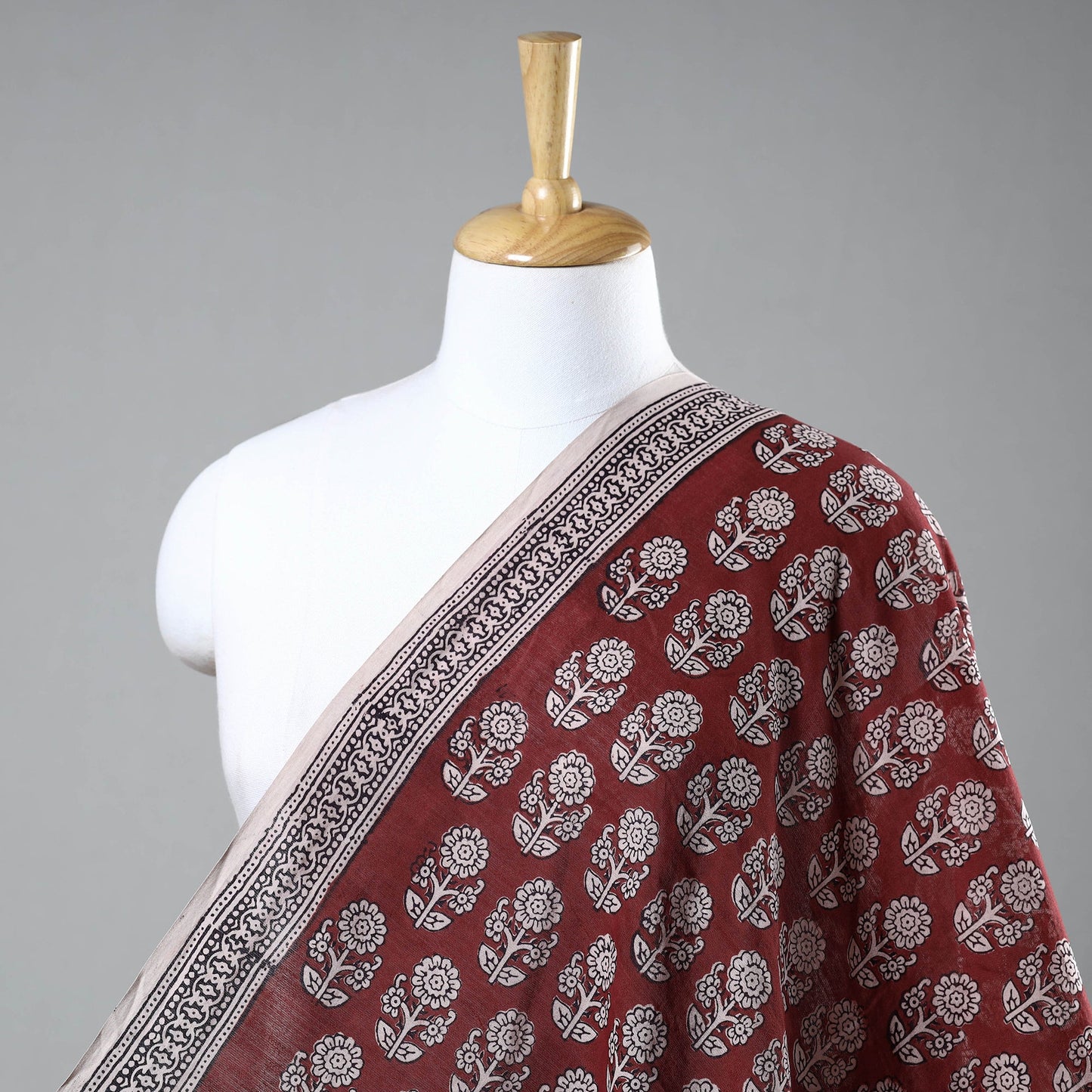 Buy Chanderi Silk Handloom Bagh Block Print Fabric