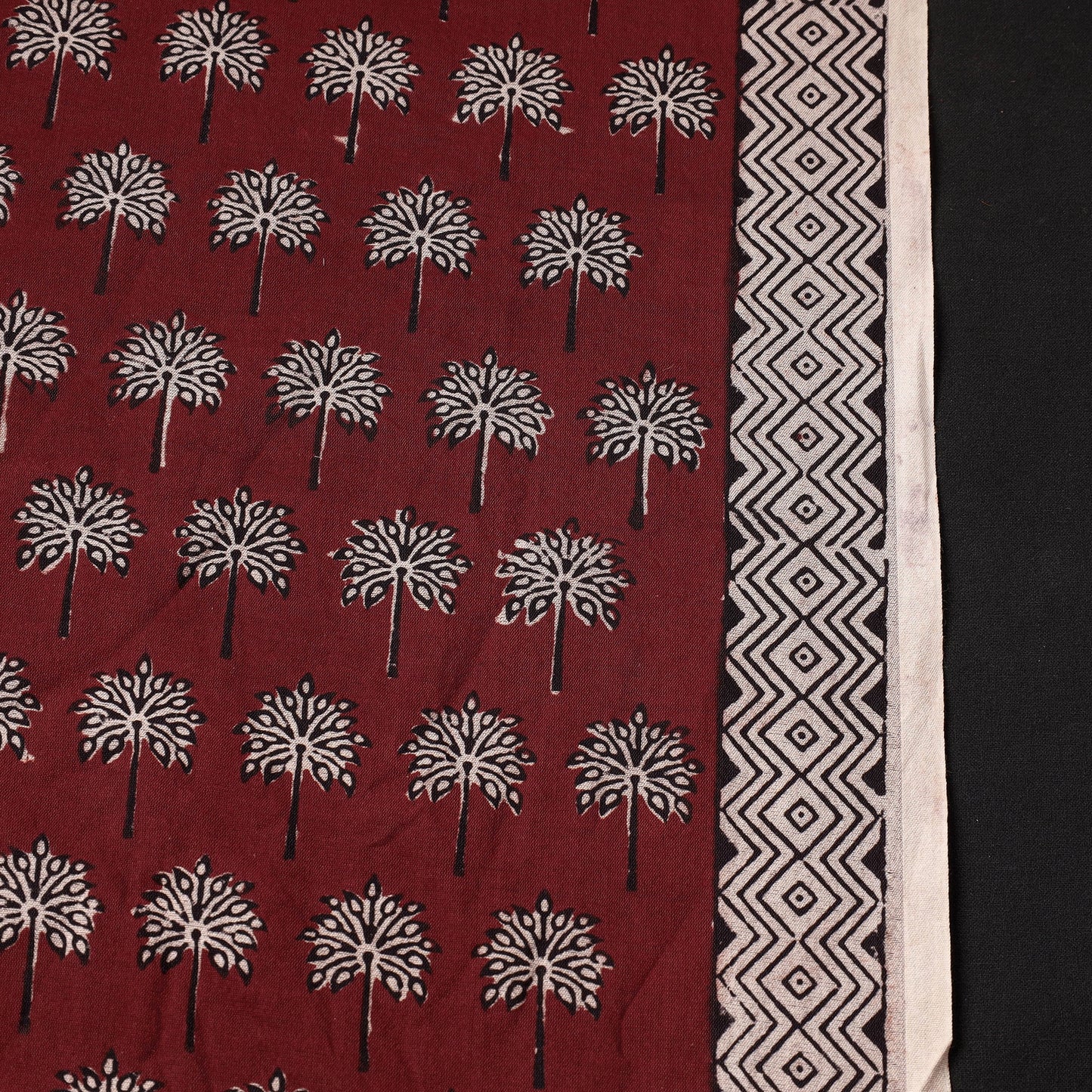 Red Chanderi Silk Handloom Bagh Block Print Fabric