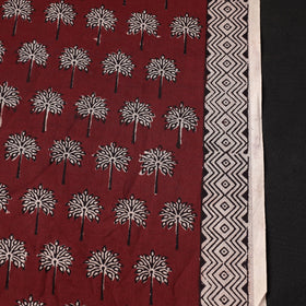 Red Chanderi Silk Handloom Bagh Block Print Fabric