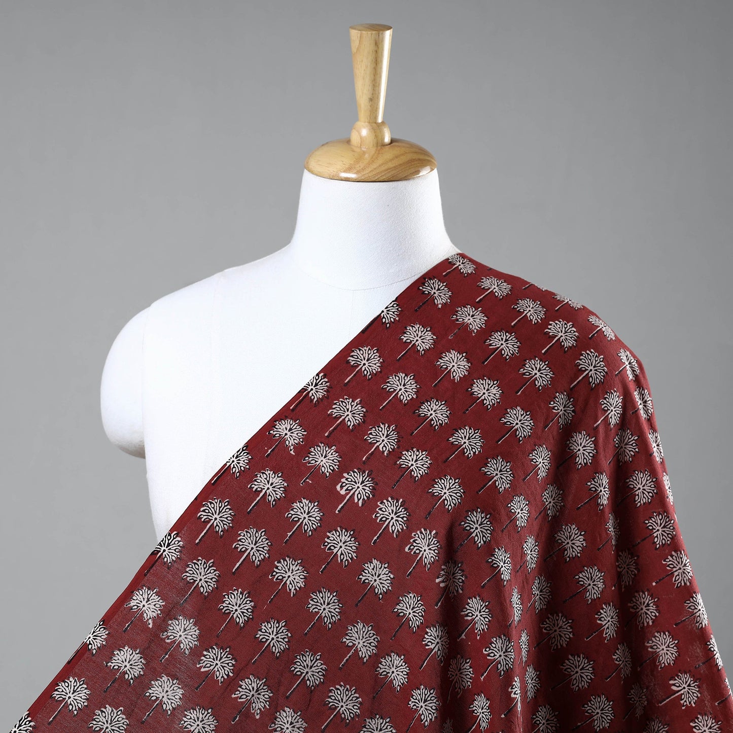 Red Chanderi Silk Handloom Bagh Block Print Fabric